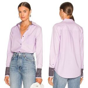 NWOT Le Superbe Ex-Boyfriend Double Cuff Button Down Shirt in Lavender Fields 0